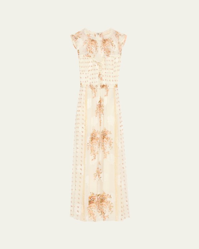 Kasia Sleeveless Floral Silk Midi Dress